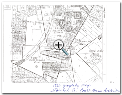 1860 Property Map: 66 African Americans owned property in Fairfax County in 1860. In Franconia, William Jasper 13 acres; Thornton Gray 5 acres, Laurinda Jasper 10 acres and Verlinda Quander 4 acres.